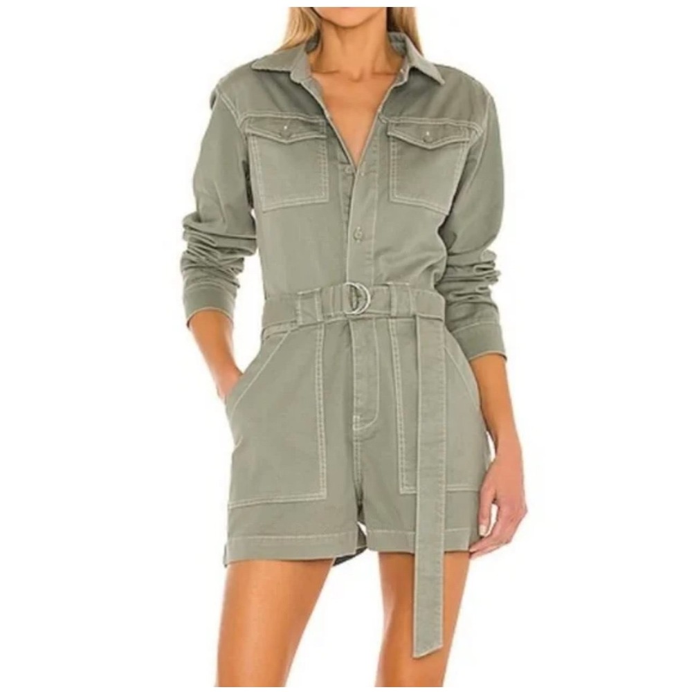 Jonathan Simkhai Standard Utility Belted Denim Romper Streetwear Minimalist Chic